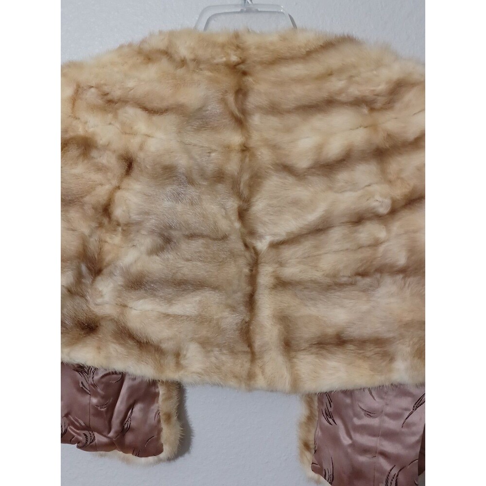 VINTAGE Blonde Mink Stole Scarf Fur Cape Shawl Fur 40's 50's Read ! - Picture 10 of 12
